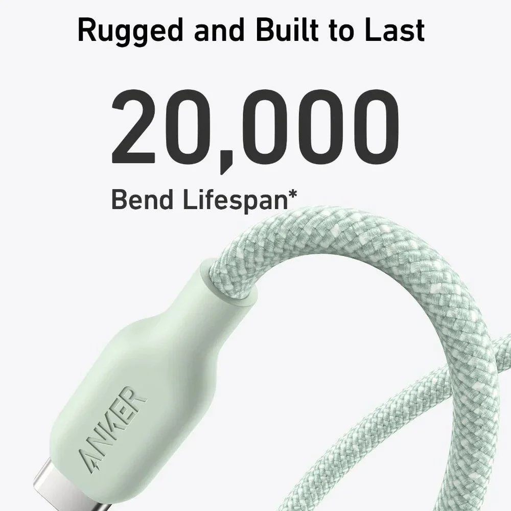 Anker 543 USB-C to USB-C Cable 6ft (Bio-Braided), Buds Green - 240W / NIB